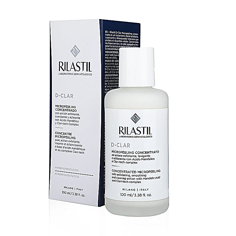 Rilastil D-Clar skincare product with packaging on a white background