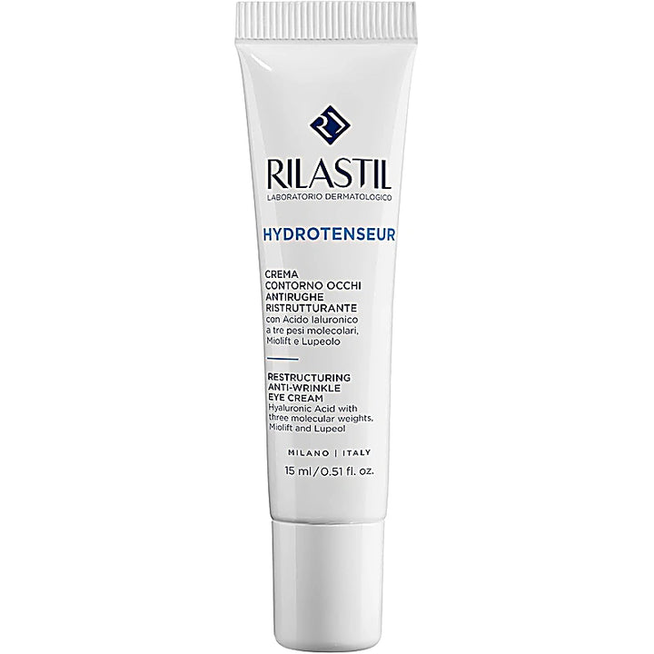 Rilastil Hydrotenseur eye cream tube on a white background