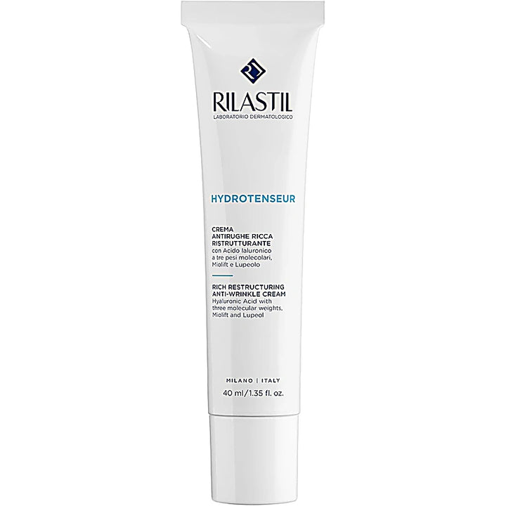 Rilastil Hydrotenseur skincare cream tube on a white background