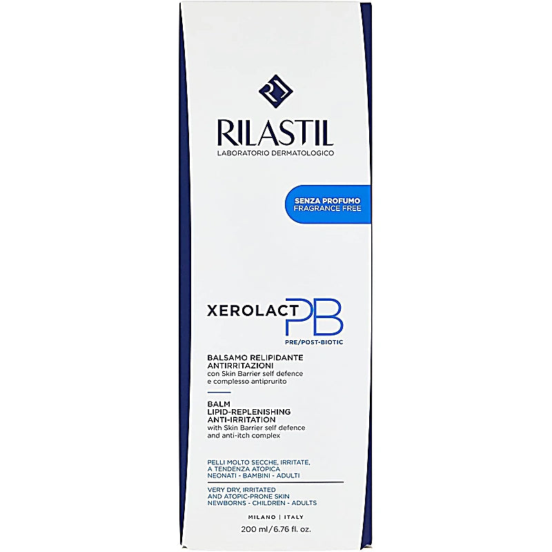 Rilastil Xerolact PB skincare product packaging on a white background
