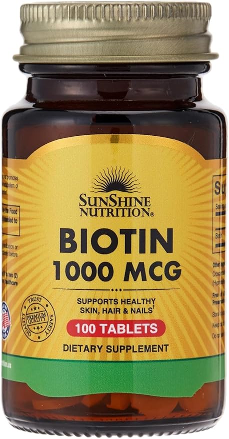 Sunshine Biotin 5000mcg Capsules 100s for Hair, Skin, and Nail Health