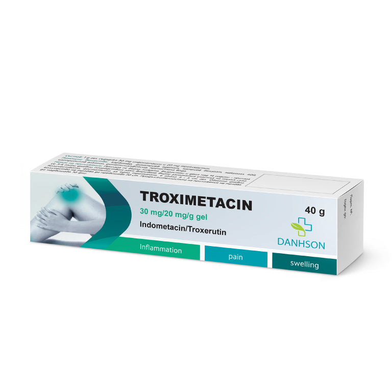 Troximetacin 30mg/20mg/g Gel 40g for inflammation, pain, and swelling relief.