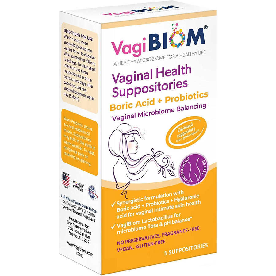 Vagibiom Boric Acid + Probiotics Vaginal Suppositories 5s