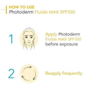 Instructions for applying Bioderma Photoderm Max SPF50+ light cream for sun protection
