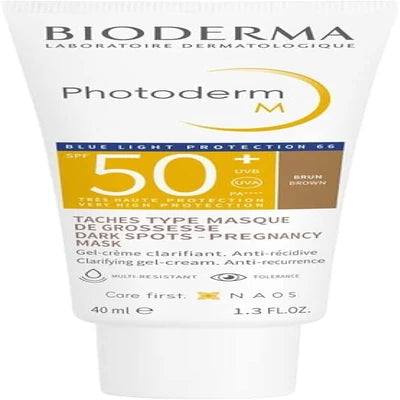 Bioderma Photoderm Max SPF50+ Brown Cream 40ml with high UVA/UVB protection and dry touch finish for sensitive skin.