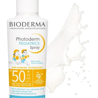 Bioderma Photoderm Pediatrics SPF50+ spray sunscreen for babies with sun barrier technology, water-resistant protection
