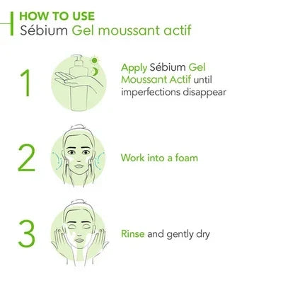 Bioderma Sébium Gel Moussant Actif 200ml foaming cleanser unclogs pores and reduces imperfections