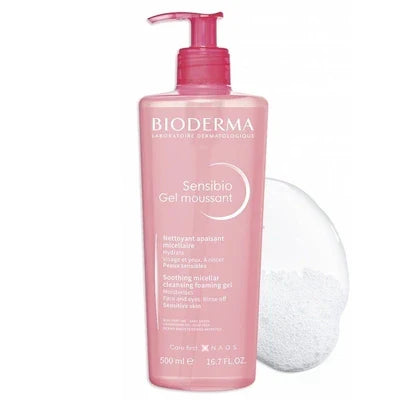 Bioderma Sensibio Gel Moussant 500ml gentle foaming cleanser for sensitive skin with makeup removal and soothing formula