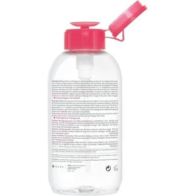 Bioderma Sensibio H2O micellar water for sensitive skin, cleansing and makeup removal, 500ml bottle without pump