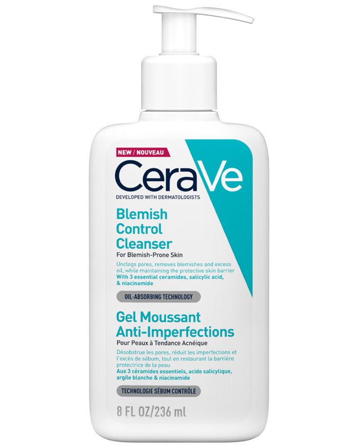 Cerave Blemish Control Cleanser 236ml for blemish-prone skin, reduces blackheads, excess oil remover.