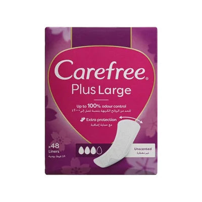 Carefree 100% Plus Large Unscented Liners 48S