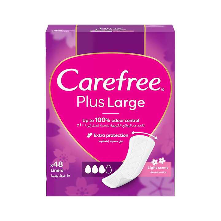 Carefree 100% Plus Large Unscented Liners 48S