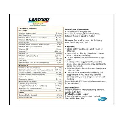 Centrum Energy Multivitamin 30s