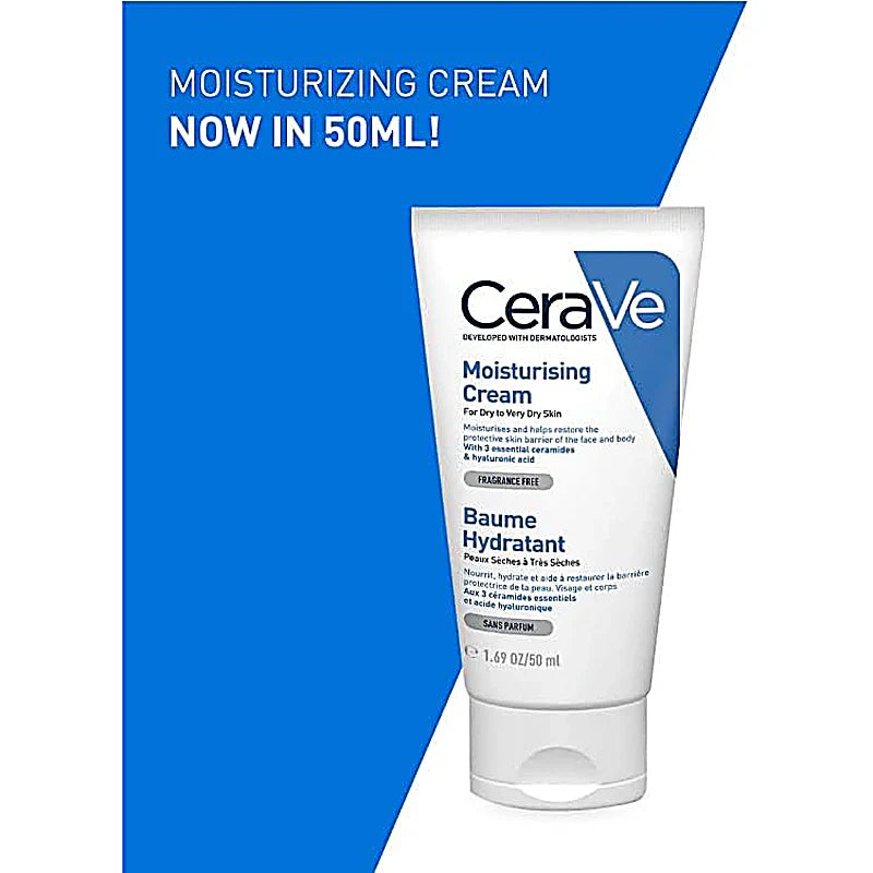 Cerave Moisturising Cream 50ml for dry skin with ceramides and hyaluronic acid