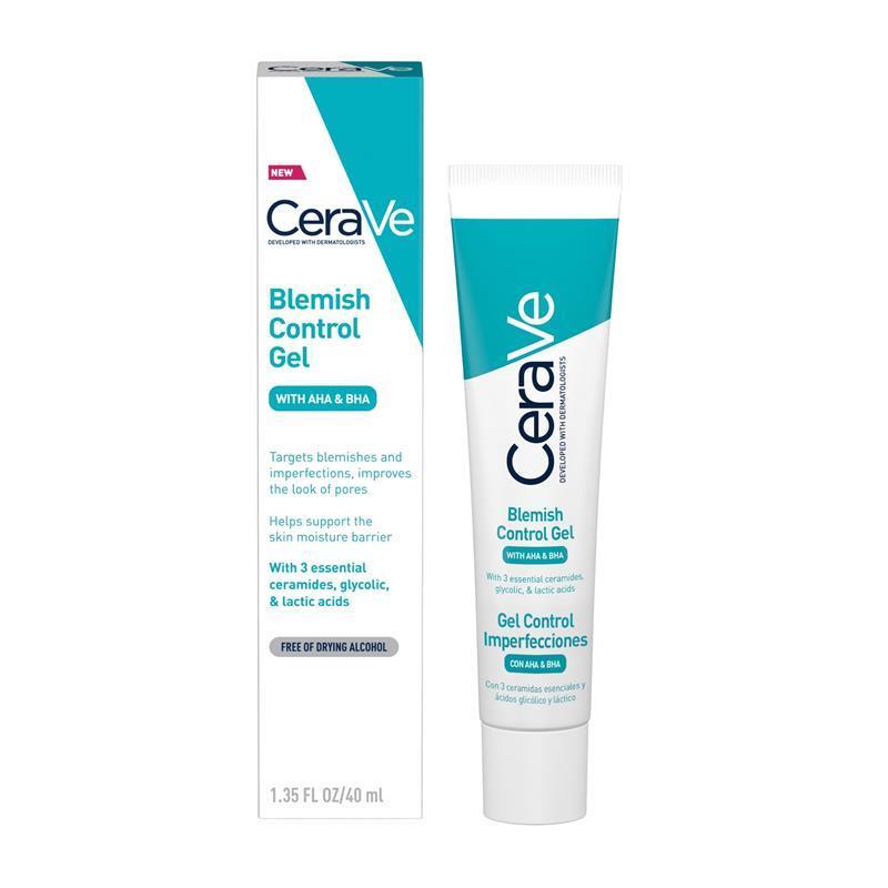Cerave Blemish Control Gel with AHA & BHA 40ml for clearer skin.