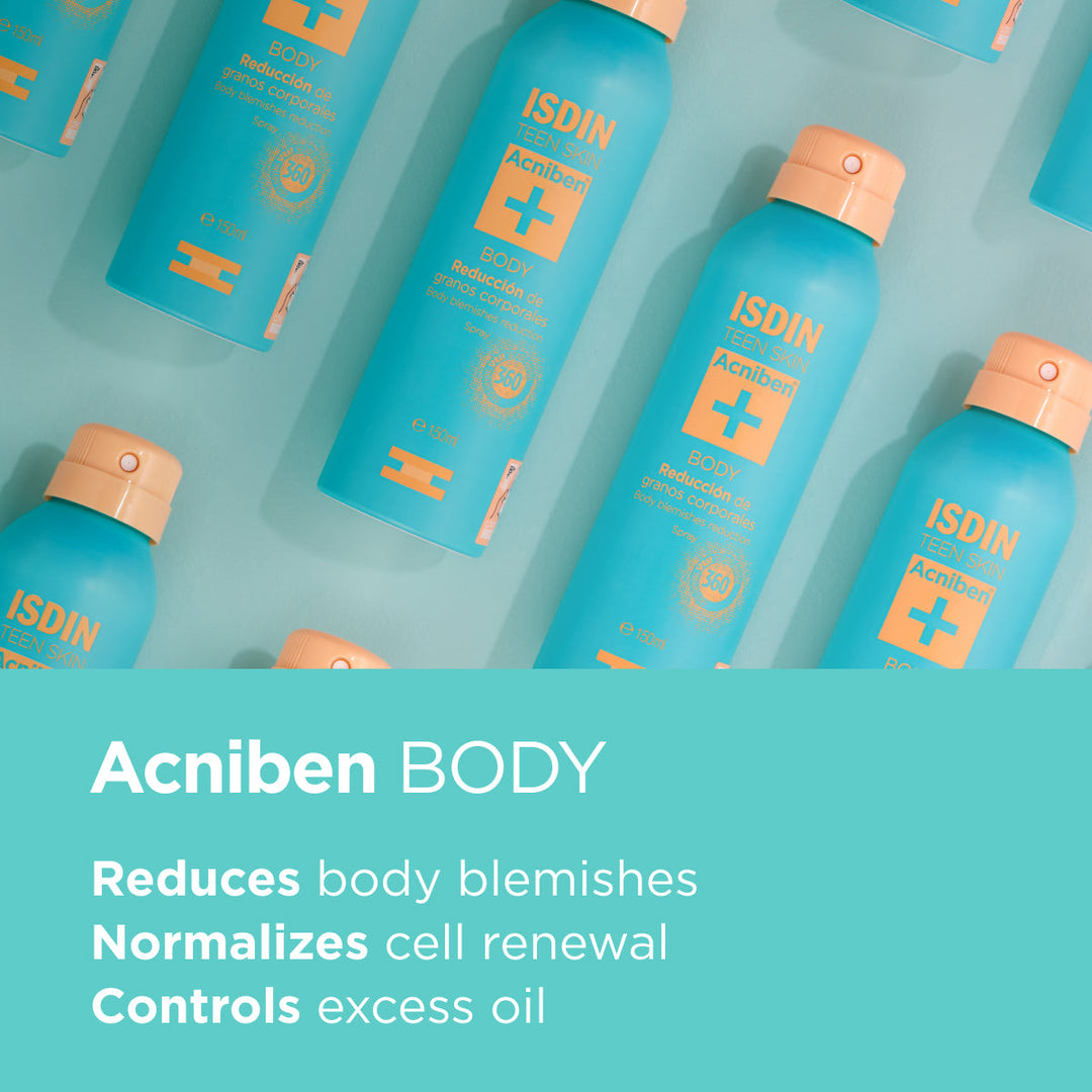 ISDIN Teen Skin Acniben Body Blemishes Spray 150ml for oily and acne-prone skin controlling excess oil and promoting cell renewal