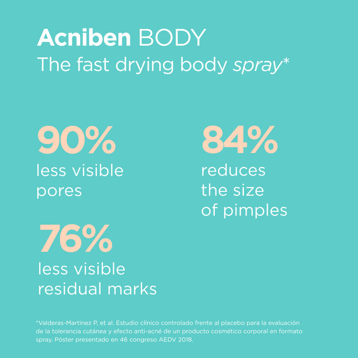 ISDIN Acniben Body Blemishes Spray for oily, acne-prone teen skin with salicylic and glycolic acid