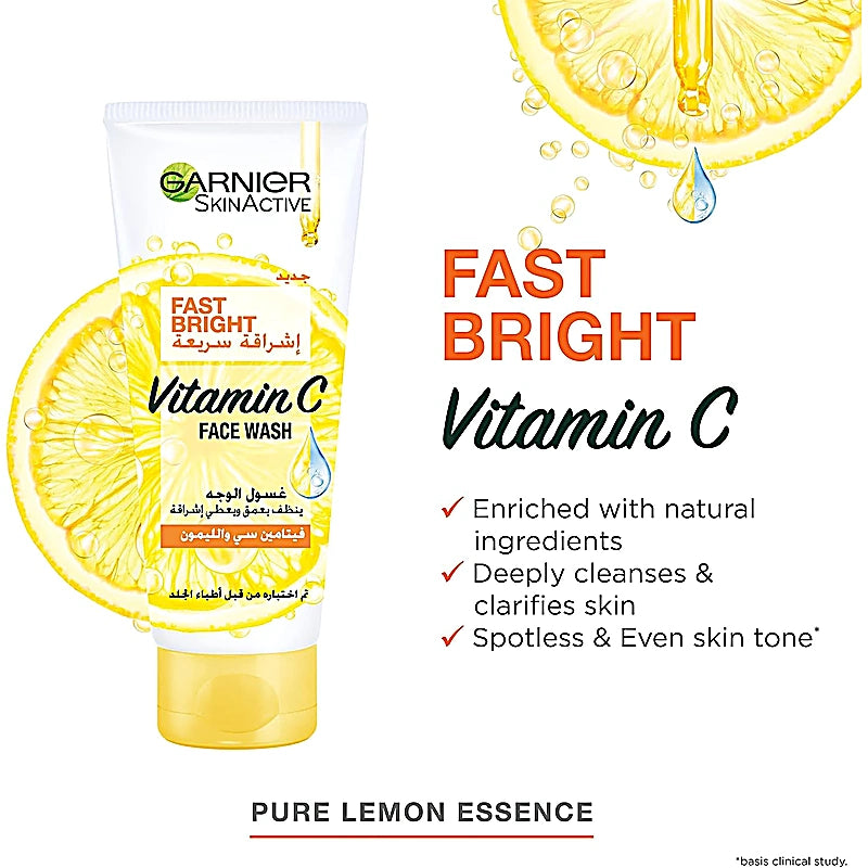 Garnier Fast Bright Vitamin C Face Wash 100ml