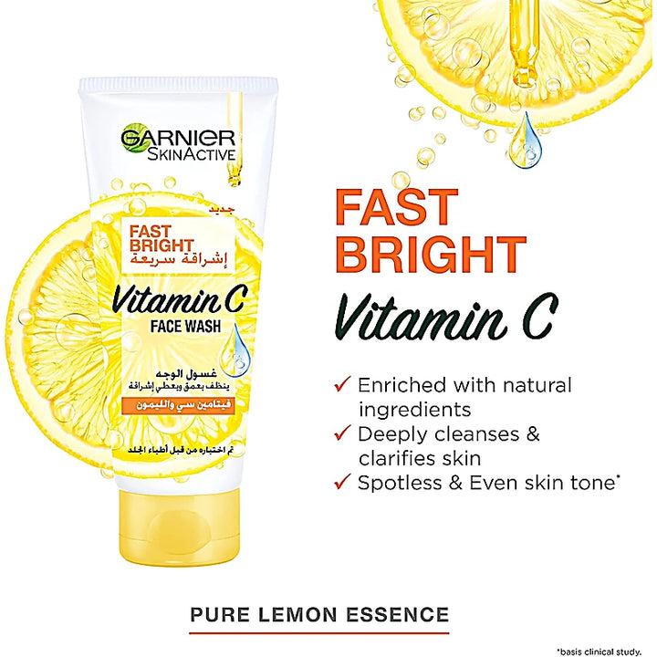 Garnier Fast Bright Vitamin C Face Wash 100ml