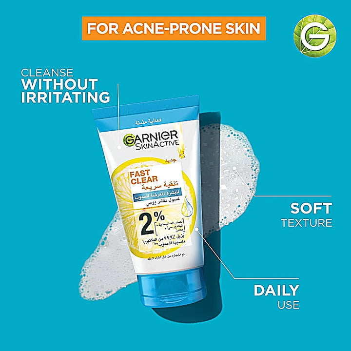 Garnier Fast Clear 2% Exfoliating Wash 150ml