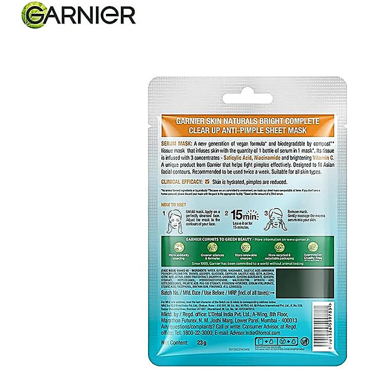 Garnier Fast Clear Serum Tissue Mask 23g 1s