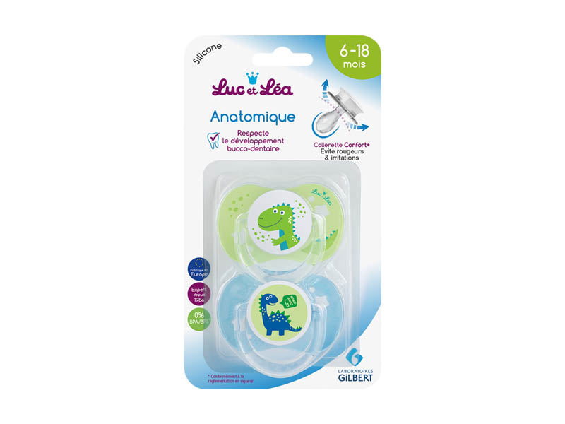 Newborn soother in sym blue for comfort and soothing, BPA-free.