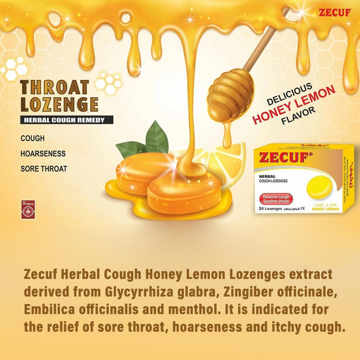 Zecuf Herbal Lozenges Lemon Sore Throat & Cough 24s