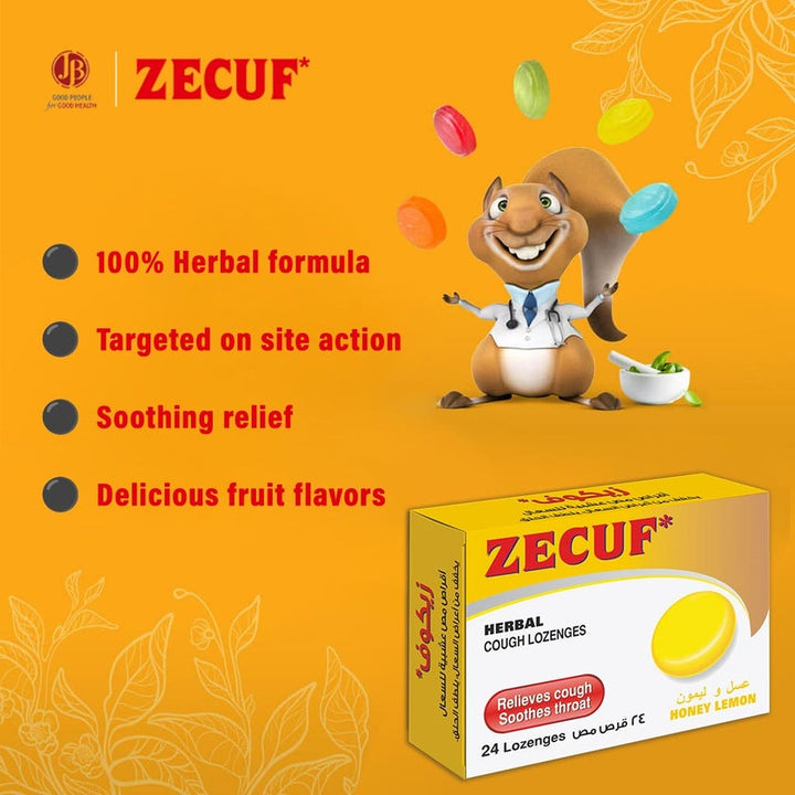 Zecuf Herbal Lozenges Lemon Sore Throat & Cough 24s