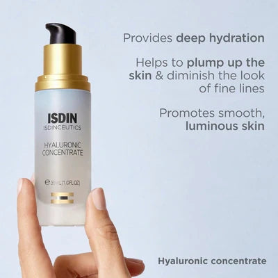 ISDIN Isdinceutics Hyaluronic Concentrate serum bottle for deep hydration and skin plumping