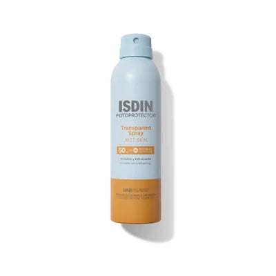 ISDIN Fotoprotector Transparent Spray SPF50 body sunscreen with Ginger Cell Protect and wet skin technology