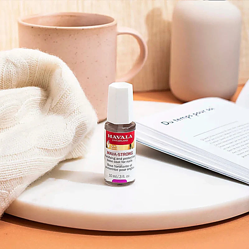 Mavala Mava-Strong Fortifying Base Coat 10ml nail treatment bottle with micro encapsulated active ingredients for stronger nails