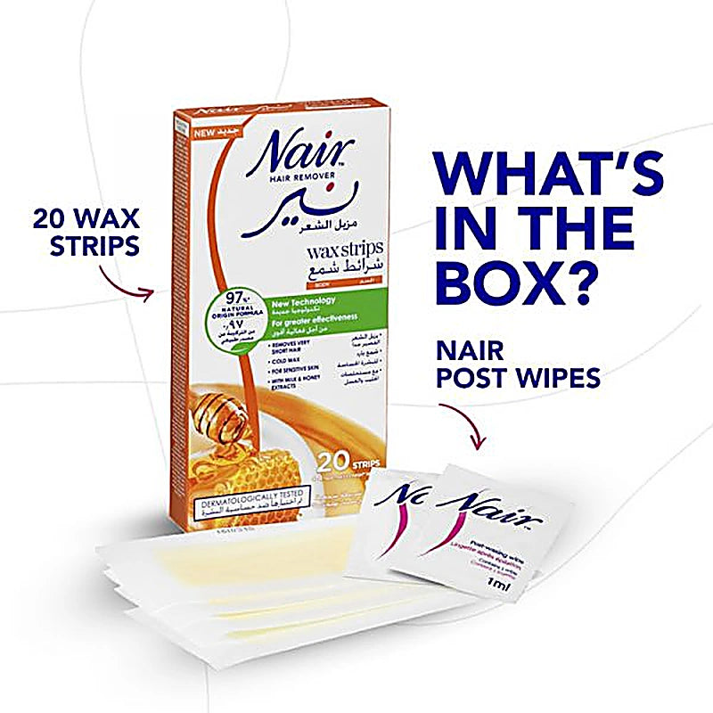 Nair Hair Remover Boby Wax Strips With Milk And Honey 20s