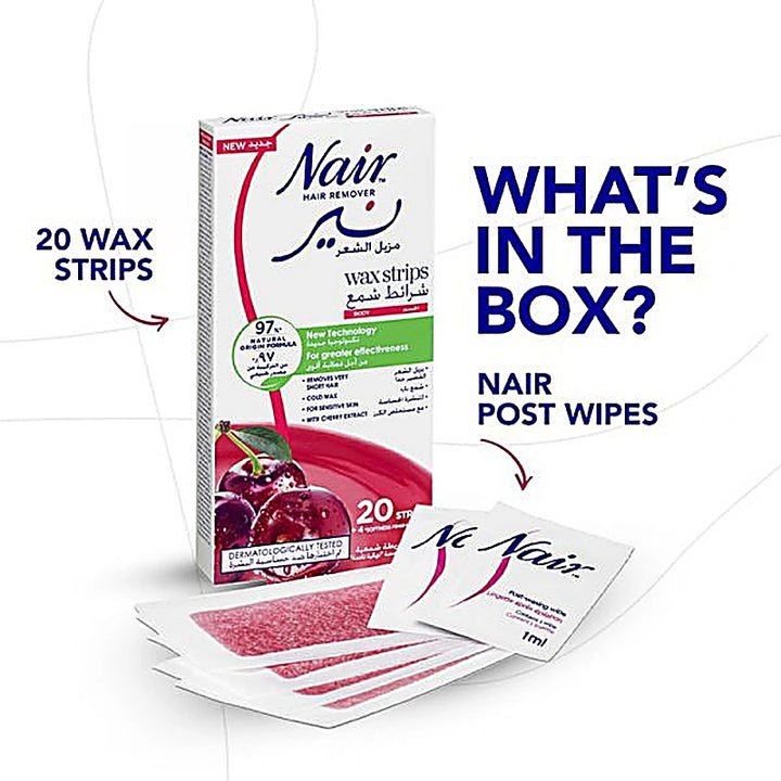 Nair Hair Remover Body Wax Strips With Cherry Extract 20s