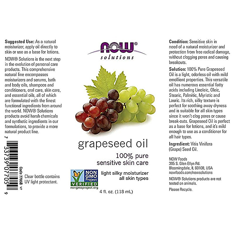 Now Grapeseed Oil 4Oz