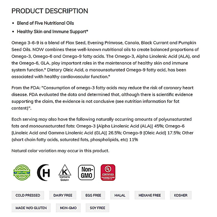 Now Omega 3-6-9 1000mg Soft Capsules 100s