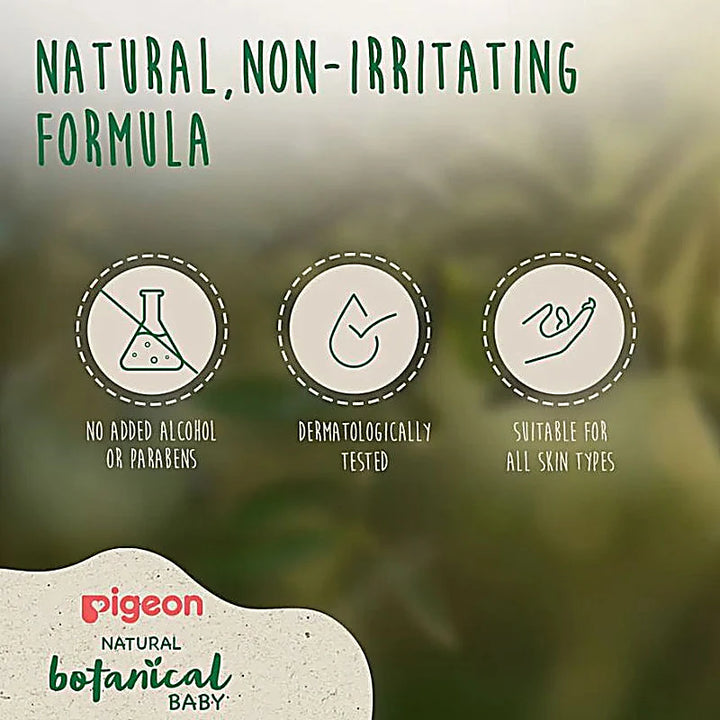 Pigeon Natural Botanical Baby Head and Body Wash 200ml bottle with chamomile and jojoba extracts for gentle cleansing and hydration