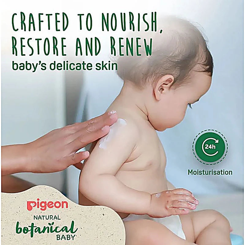 Pigeon Natural Botanical Baby Milky Lotion 200ml moisturizing delicate baby skin with argan, olive, and chamomile extracts