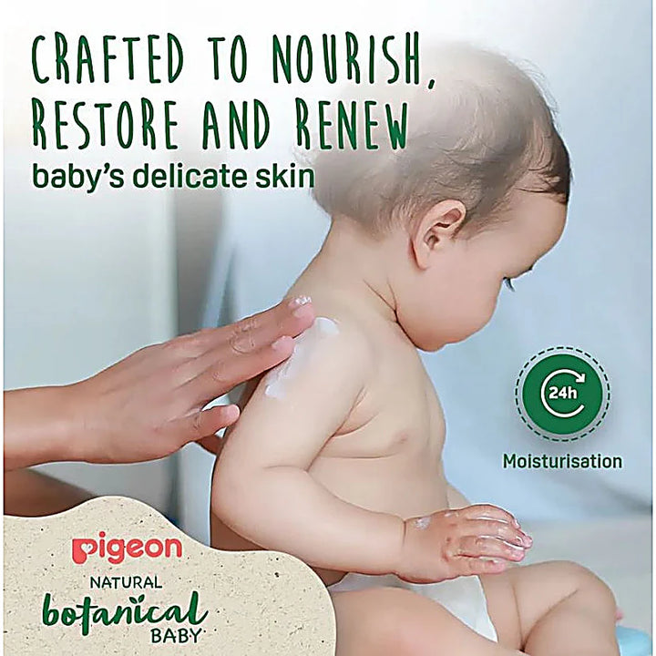 Pigeon Natural Botanical Baby Milky Lotion 200ml moisturizing delicate baby skin with argan, olive, and chamomile extracts