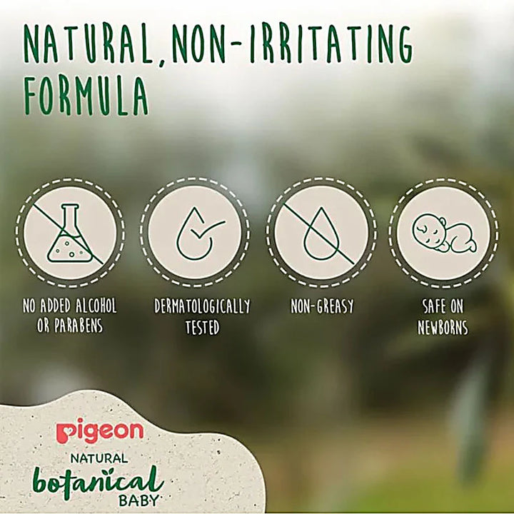 Pigeon Natural Botanical Baby Water Gel Lotion 200ml enriched with Argan, Olive, and Chamomile for quick hydration and all-day moisture