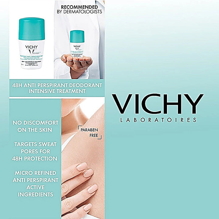 Vichy Deodorant Green 48 Hour Intensive Anti-Perspirant Treatment Roll-On 50ml