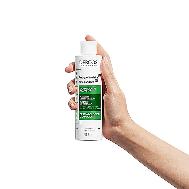 Vichy Dercos Anti-Dandruff DS Shampoo 390ml bottle for normal to oily scalp with microbiome technology and Selenium DS