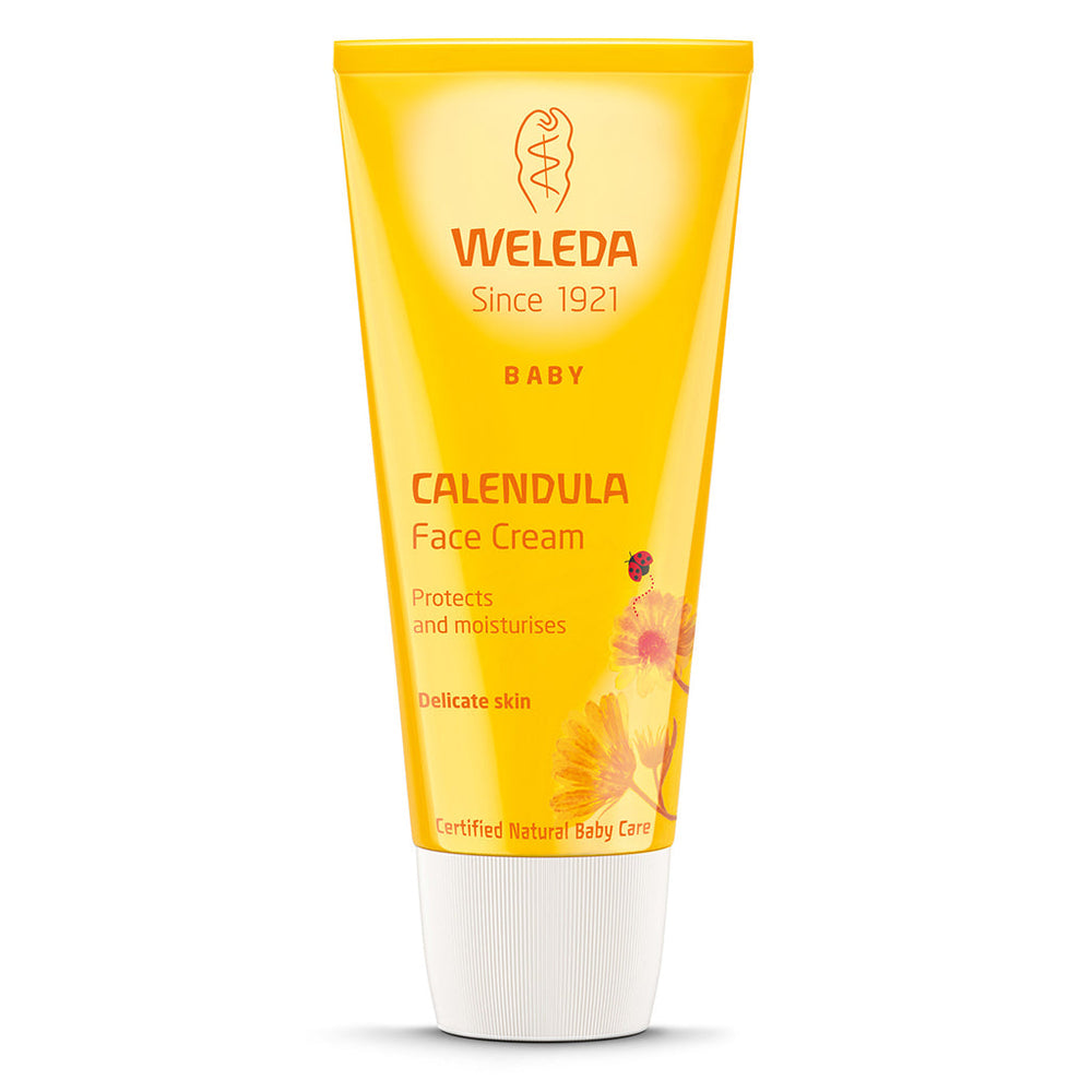 Weleda Calendula Face Cream for babies, 50ml tube, natural skincare.