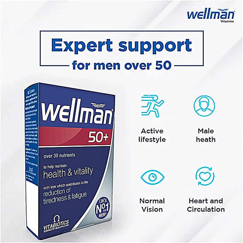 Wellman 50+ Tablets Multivitamins for Men 30s