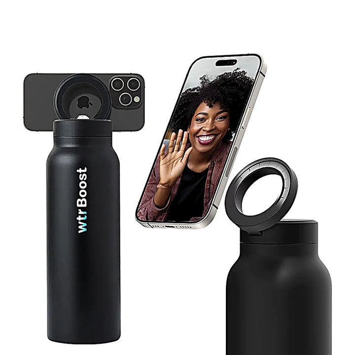Wtr Boost Black Stainless Bottlewith Holder 750Ml
