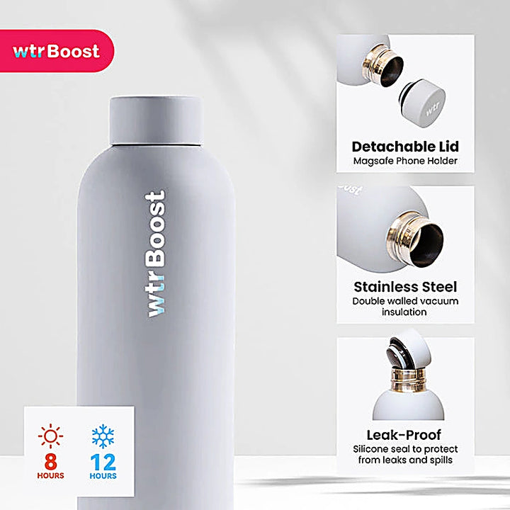 Wtr Boost Crayon Gray Stainless Bottle 500Ml