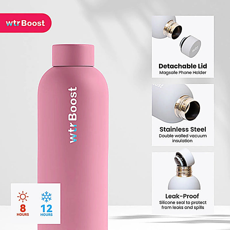 Wtr Boost Pastel Pink Stainless Bottle 500Ml