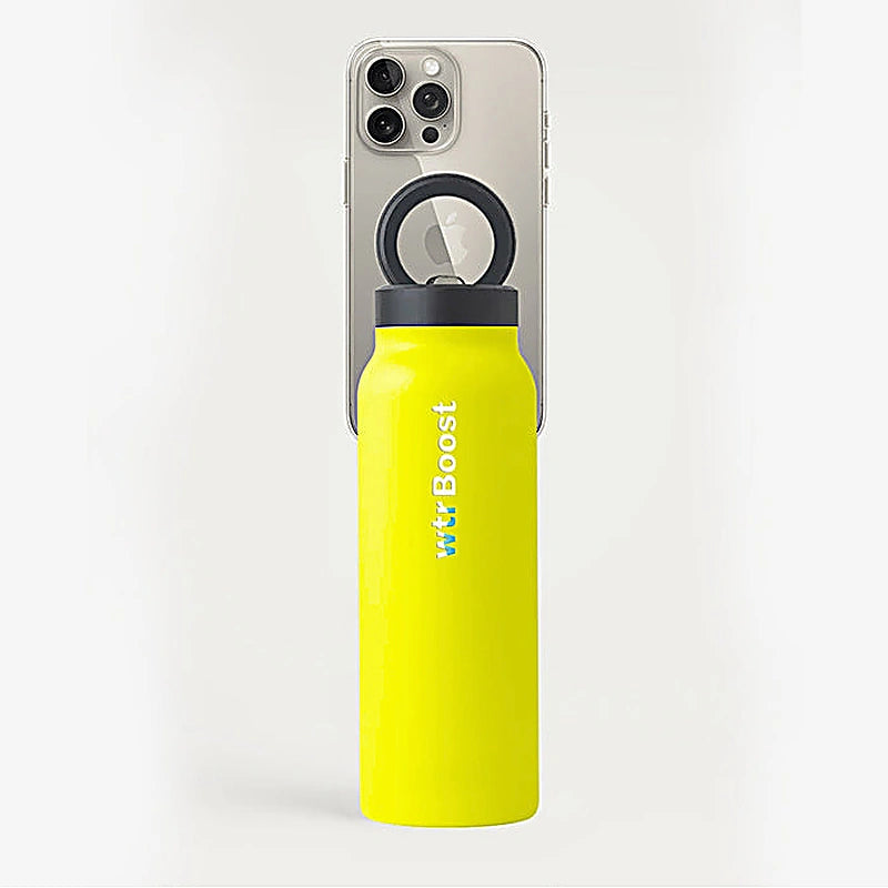 Wtr Boost Yellow Stainless Bottle with Holder 750Ml
