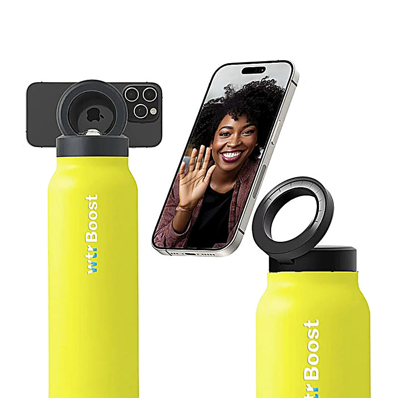 Wtr Boost Yellow Stainless Bottle with Holder 750Ml