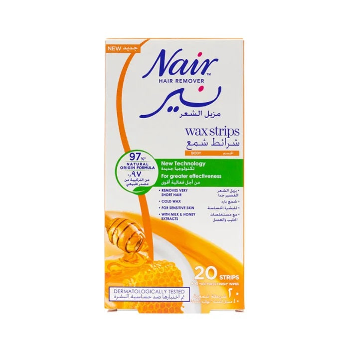 Nair Hair Remover Boby Wax Strips With Milk And Honey 20's