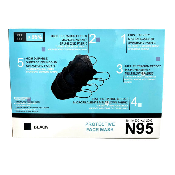 N95 FFP2 Protective Face Mask Black 10s